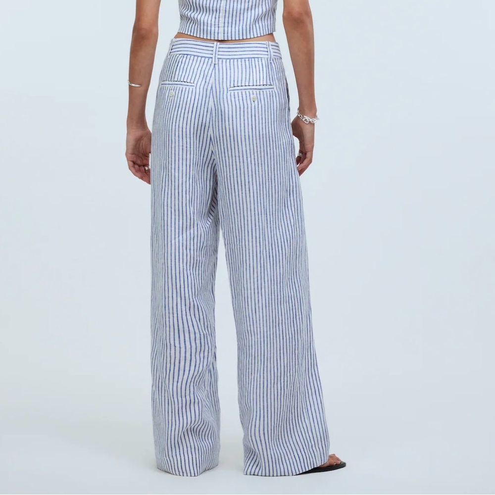 Madewell Women's The Harlow Wide-Leg Pant in 100% Linen Bluestone 10 - Picture 3 of 16